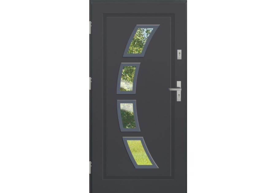 Zdjęcie: Drzwi zewnętrzne stalowo-drewniane Disting Mario 03 Antracyt 90 cm lewe KR CENTER
