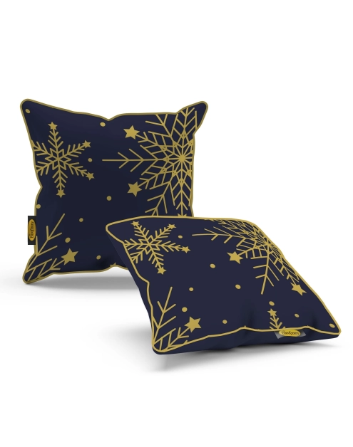 Zdjęcie: Poduszka welwetowa świąteczna 45x45 cm granatowo-złota EUROFIRANY