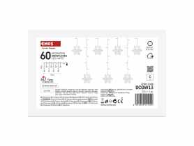 Girlanda 60 LED sople śnieżynki 135x50 cm zimna biel, IP20 EMOS