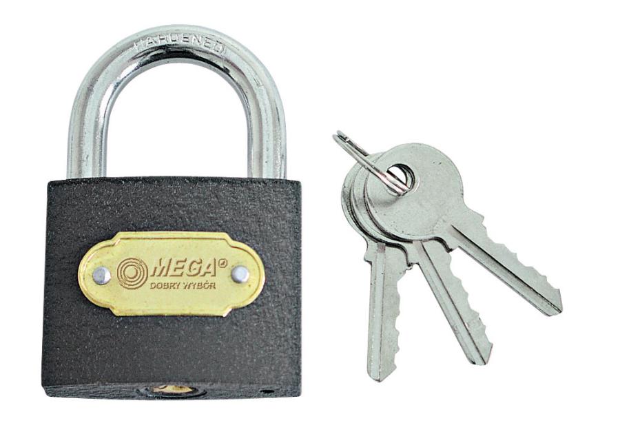 Zdjęcie: Kłódka żeliwna wzmocniona hartowany kabłąk 63 mm MEGA