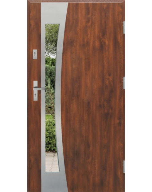 Zdjęcie: Drzwi zewnętrzne stalowo-drewniane Disting Otello 17B Dąb złoty 80 cm prawe KR CENTER