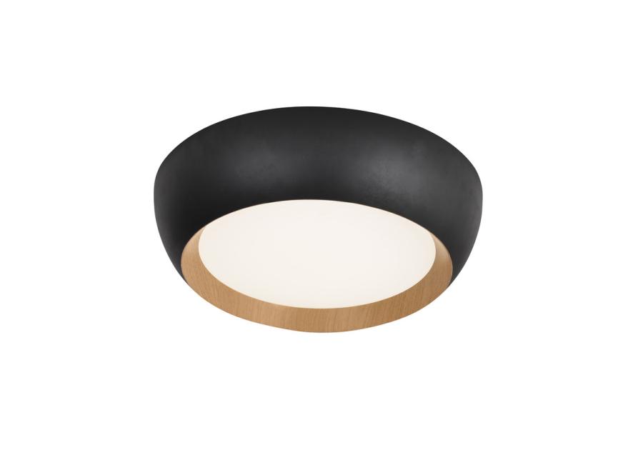 Zdjęcie: Lampa sufitowa Abruzzo plafon czarno drewniany klosz biały CANDELLUX