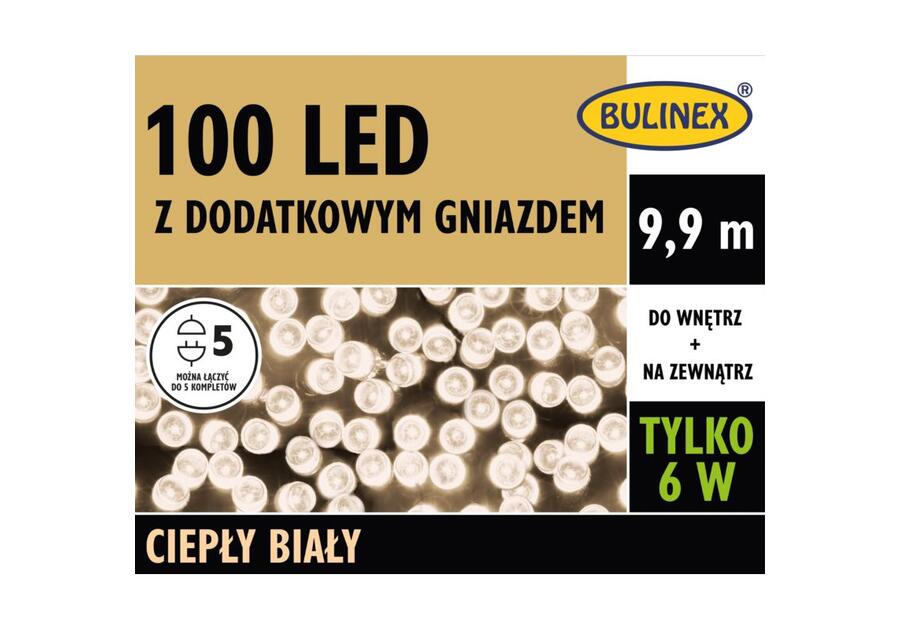 Zdjęcie: Lampki LED z dodatkowym gniazdem 9,9 m biały ciepły 100 lampek BULINEX