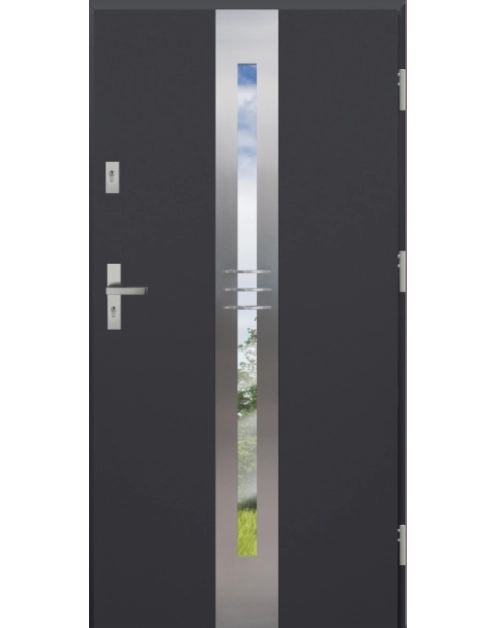 Zdjęcie: Drzwi zewnętrzne stalowo-drewniane Disting Otello 06 Antracyt 100 cm prawe KR CENTER