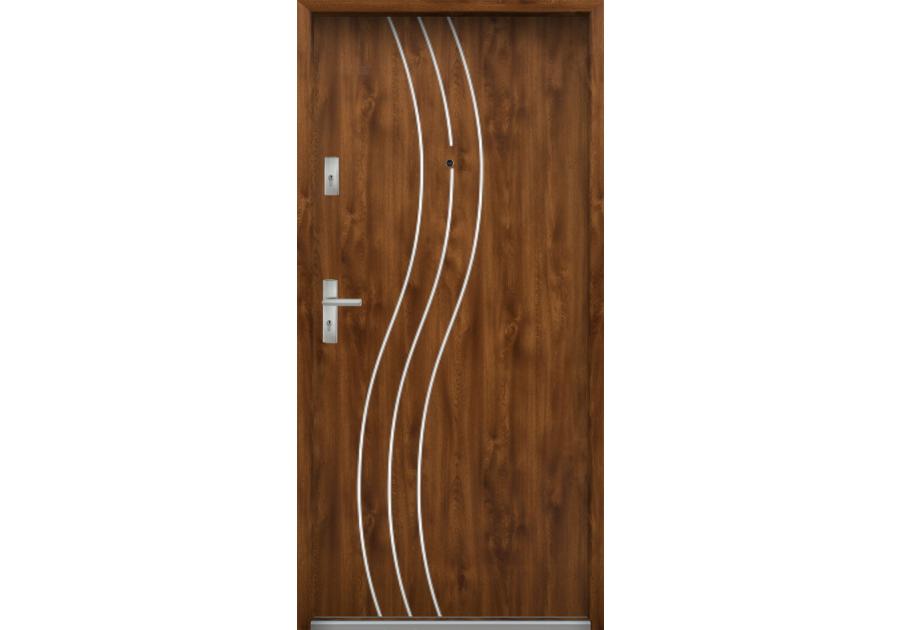 Zdjęcie: Drzwi wejściowe do mieszkań Bastion R-60 Dąb złoty 90 cm prawe OSPŁ KR CENTER