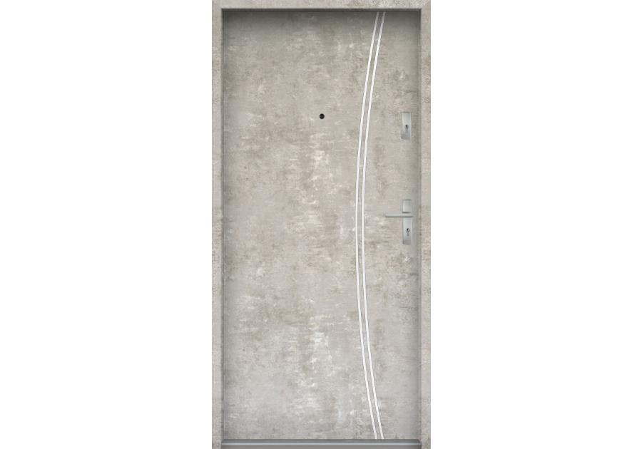 Zdjęcie: Drzwi wejściowe do mieszkań Bastion R-61 Beton naturalny 80 cm (NW) lewe ODO KR CENTER