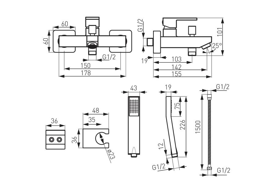 Zdjęcie: Bateria wannowa ścienna Zicco FERRO