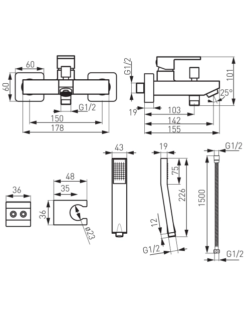 Zdjęcie: Bateria wannowa ścienna Zicco FERRO