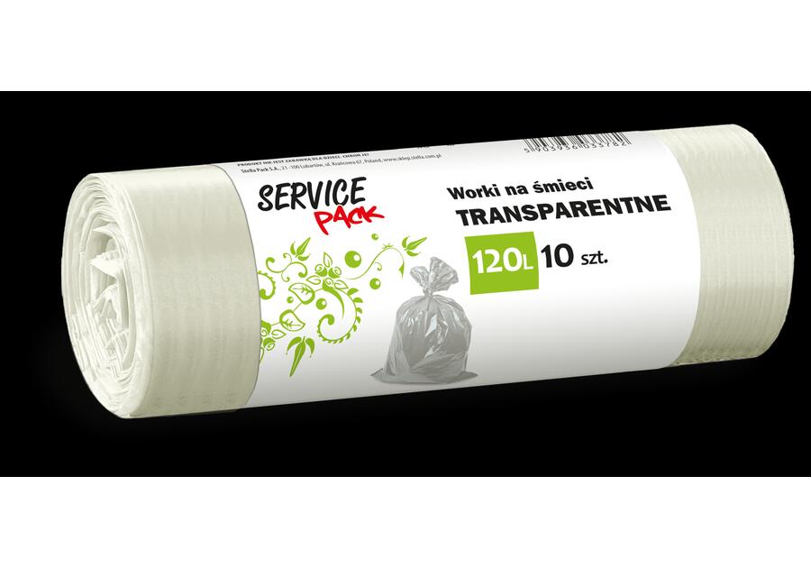 Zdjęcie: Worki na śmieci ldpe 120 L - 10 szt. transparent SERVICE PACK