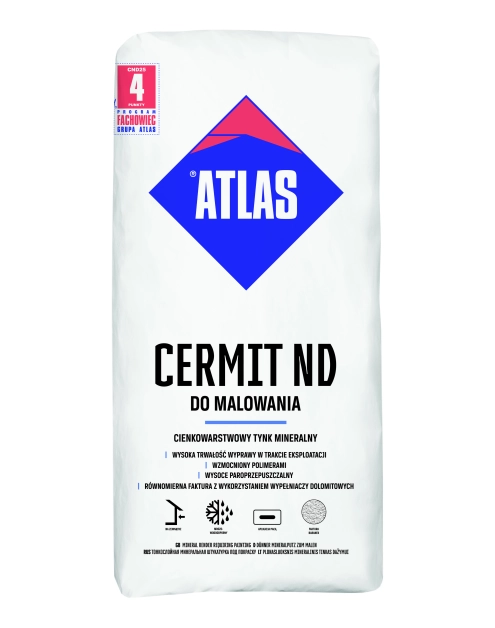 Zdjęcie: Tynk mineralny do malowania Cermit ND 20 - 25 kg ATLAS