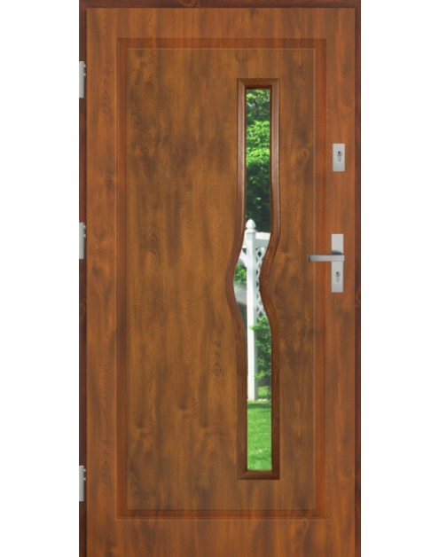 Zdjęcie: Drzwi zewnętrzne stalowo-drewniane Disting Mario 05 Dąb złoty 80 cm lewe KR CENTER