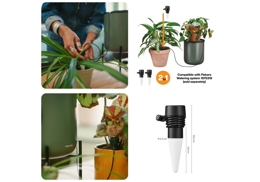 Zdjęcie: Stożki nawadniające do roślin Plant Care 2 sztuki FISKARS