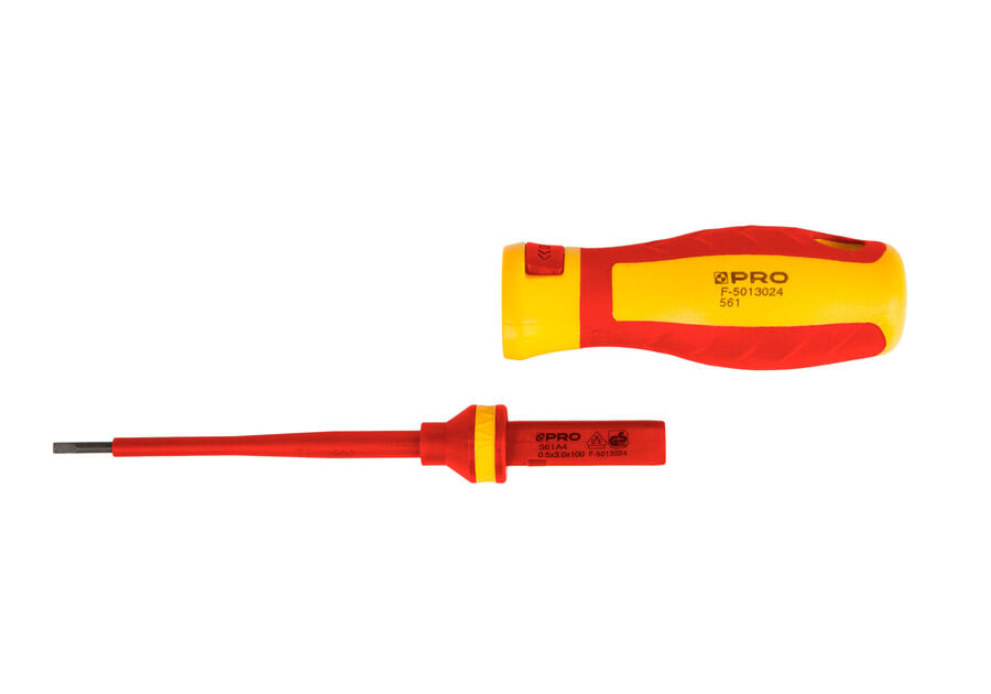 Zdjęcie: Wymienna końcówka wkrętaka izolawana płaski 0,5x3x100 mm PRO FACHMAYER