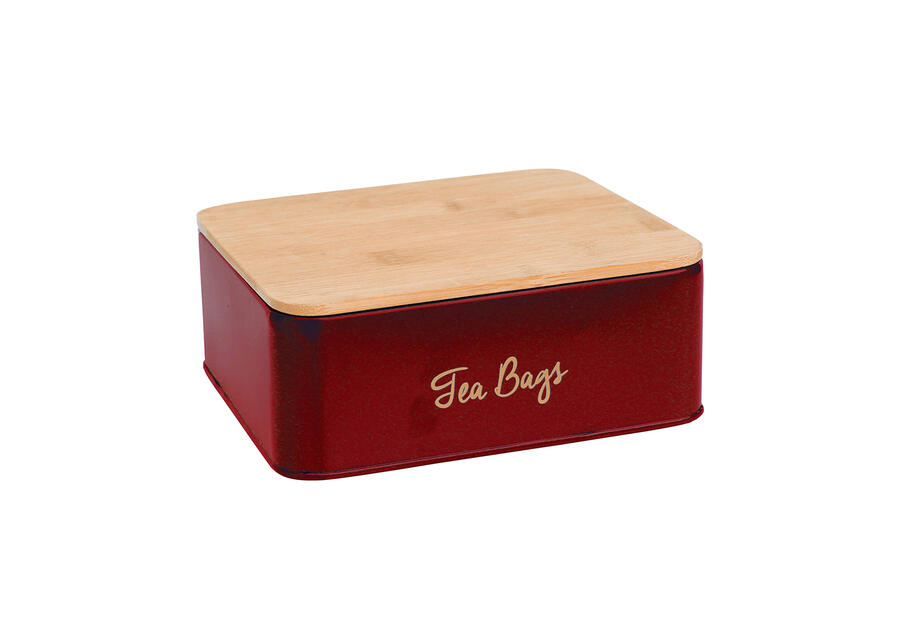 Zdjęcie: Puszka na herbatę z przegródkami i i pokrywką bambusową czerwona ALTOMDESIGN