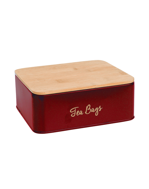 Zdjęcie: Puszka na herbatę z przegródkami i i pokrywką bambusową czerwona ALTOMDESIGN