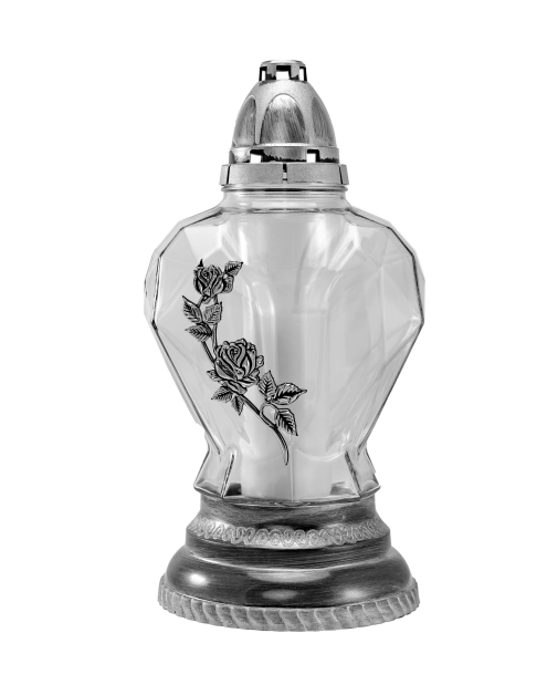 Zdjęcie: Znicz szklany Z 1325 serce róże 30 cm KERTI