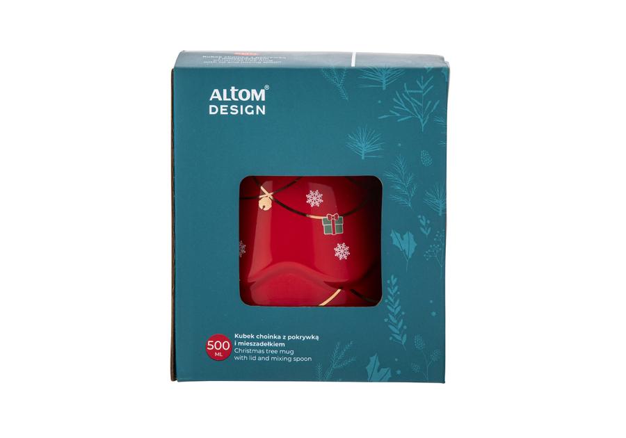Zdjęcie: Kubek choinka czerwona 500 ml z pokrywką i mieszadełkiem ALTOM DESIGN