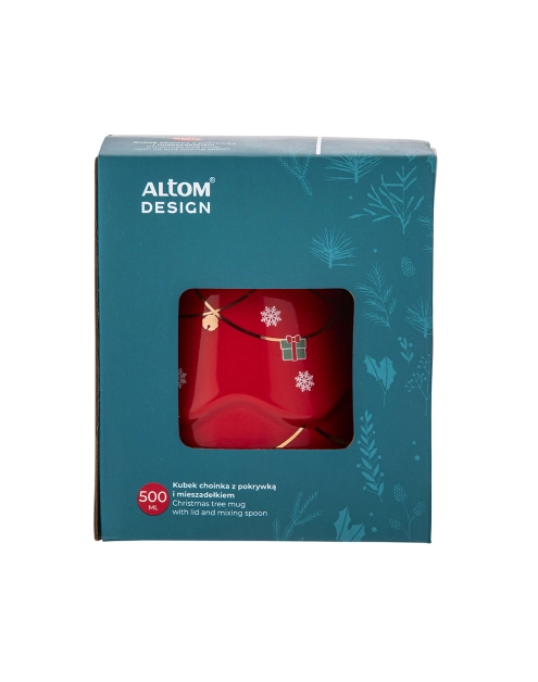 Zdjęcie: Kubek choinka czerwona 500 ml z pokrywką i mieszadełkiem ALTOM DESIGN