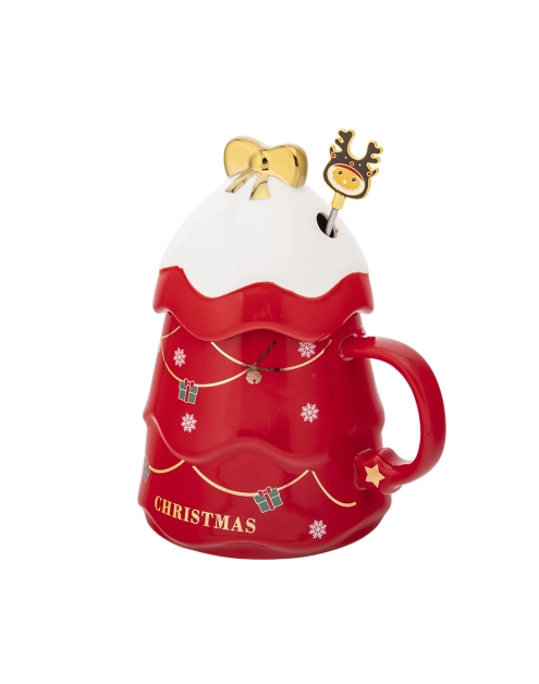 Zdjęcie: Kubek choinka czerwona 500 ml z pokrywką i mieszadełkiem ALTOM DESIGN