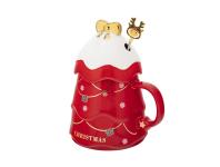 Zdjęcie: Kubek choinka czerwona 500 ml z pokrywką i mieszadełkiem ALTOM DESIGN