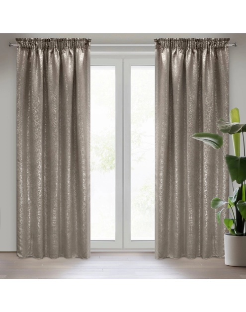 Zdjęcie: Zasłona gotowa Ebru na taśmie 135x270 cm beżowy EUROFIRANY