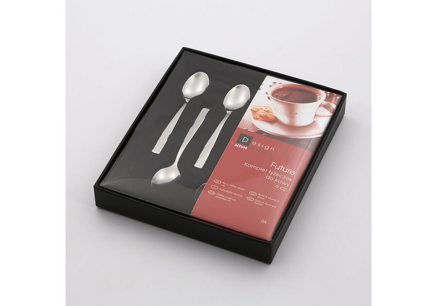 Zdjęcie: Komplet 6 łyżeczek do kawy Future pudełko Flok ALTOMDESIGN