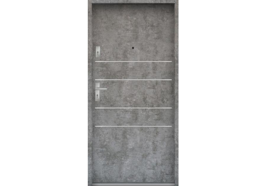 Zdjęcie: Drzwi wejściowe do mieszkań Bastion A-30 Beton srebrny 80 cm (NW) prawe ODR KR CENTER