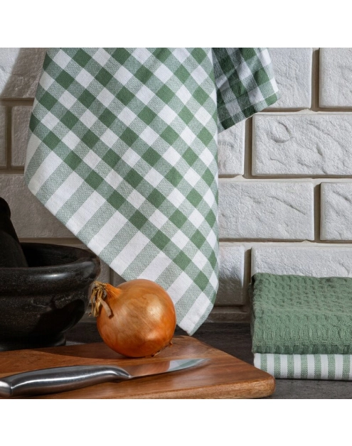 Zdjęcie: Komplet ręczników kuchennych Lucy biało - zielony 50x70 cm EUROFIRANY
