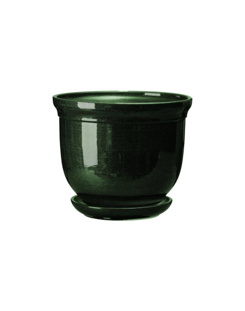 Zdjęcie: Doniczka ceramiczna z podstawką Grecka 20x25 cm zielony połysk FLOWERPOT