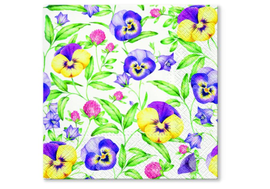 Zdjęcie: Komplet 20 serwetek papierowych Beautiful Pansies 33x33 cm DAJAR