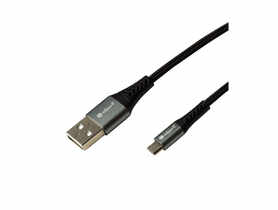 Przewód plecionka czarna USB - microUSB 1,5m, opakowanie blistr DPM SOLID
