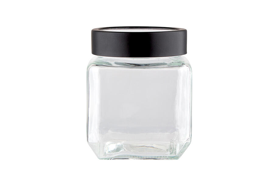 Zdjęcie: Pojemnik szklany kwadratowy z czarną pokrywką 0,5 L ALTOMDESIGN