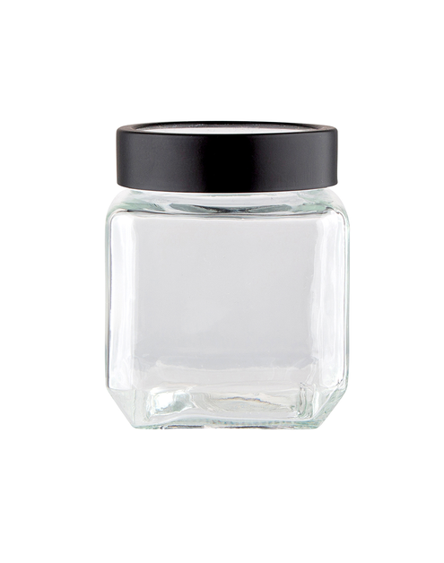 Zdjęcie: Pojemnik szklany kwadratowy z czarną pokrywką 0,5 L ALTOMDESIGN