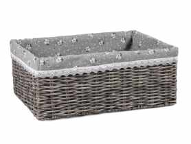 Szuflada z technorattanu z materiałem 40x30x16 cm cm szara TIN TOURS