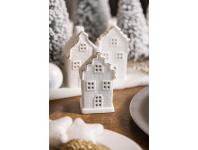 Zdjęcie: Domek ceramiczny LED 6x5x11 cm biały ze złotą linią ALTOMDESIGN