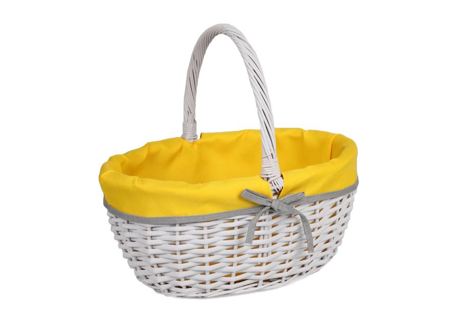 Zdjęcie: Koszyk piknikowy z żółtym materiałem 38x30x17/36 cm szary TIN TOURS