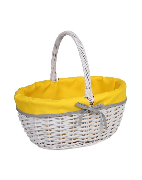 Zdjęcie: Koszyk piknikowy z żółtym materiałem 38x30x17/36 cm szary TIN TOURS