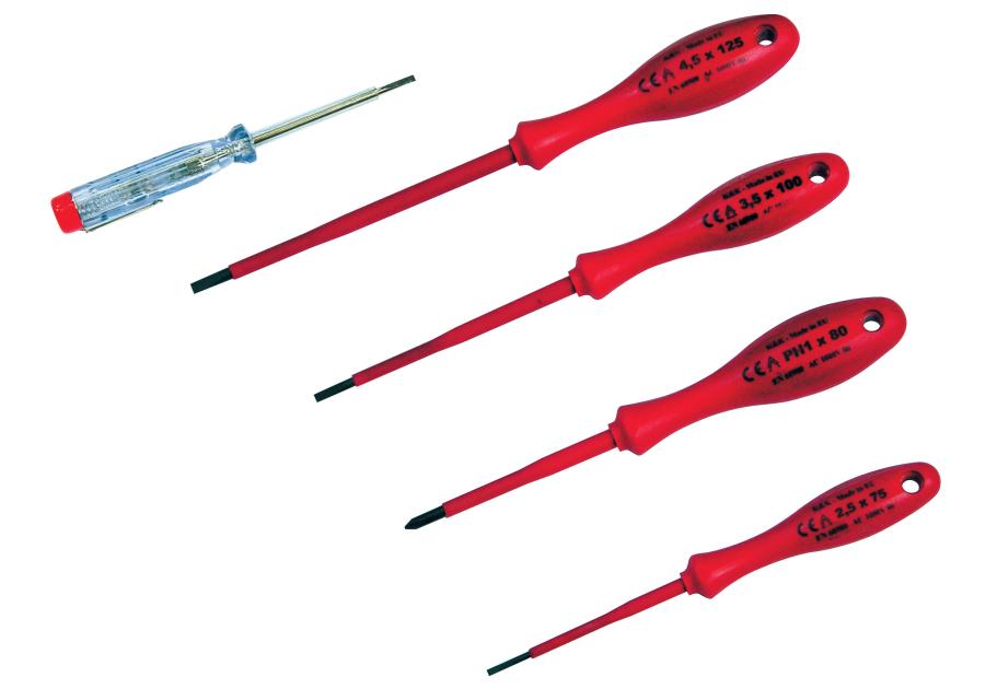 Zdjęcie: Wkrętaki elektrotechniczny kk24 komplet 4  szt. + wskaźnik napięcia 1000v PROFIX