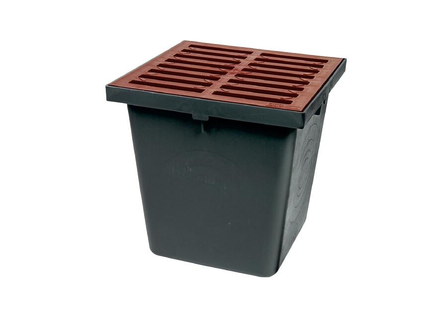 Zdjęcie: Studzienka z kratką PVC A 15, 296x296x300 mm czarny-brąz ZMM MAXPOL