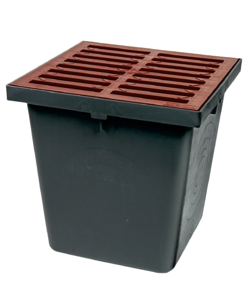 Zdjęcie: Studzienka z kratką PVC A 15, 296x296x300 mm czarny-brąz ZMM MAXPOL