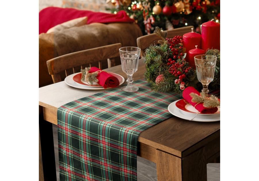Zdjęcie: Bieżnik świąteczny Aurora 40x180 cm zielono-czerwony EUROFIRANY