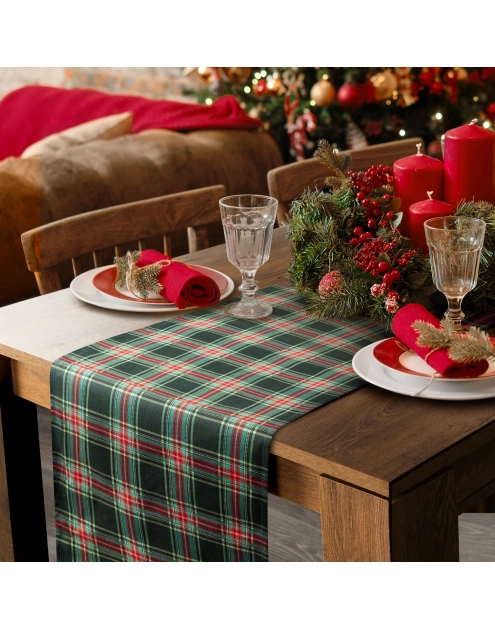 Zdjęcie: Bieżnik świąteczny Aurora 40x180 cm zielono-czerwony EUROFIRANY