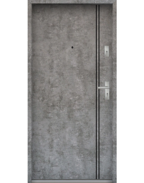 Zdjęcie: Drzwi wejściowe do mieszkań Bastion B-72 Beton srebrny 80 cm lewe ODP KR CENTER