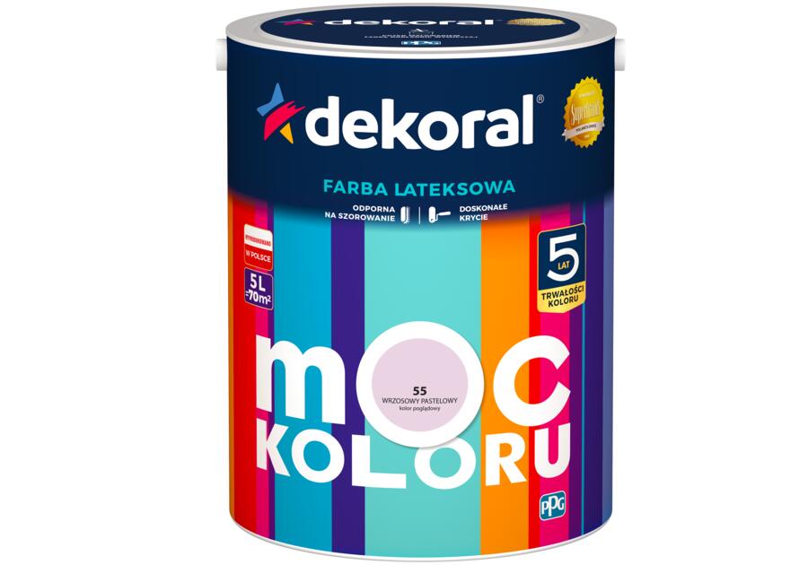 Zdjęcie: Farba lateksowa Moc Koloru wrzosowy pastelowy 5 L DEKORAL