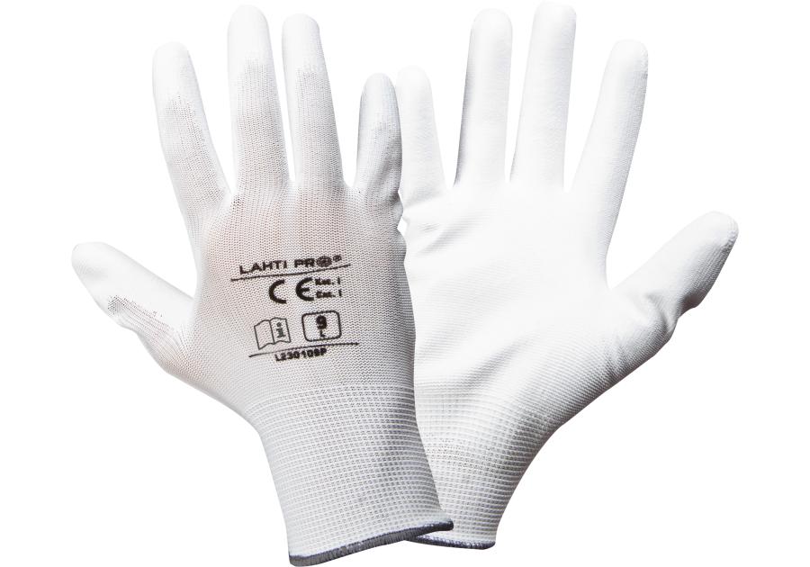 Zdjęcie: Rękawice PU białe, 12 par, 11, CE, LAHTI PRO