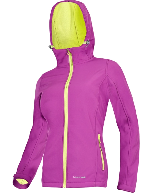 Zdjęcie: Kurtka softshell z kapturem fioletowo-zielona, damska,L,CE, LAHTI PRO