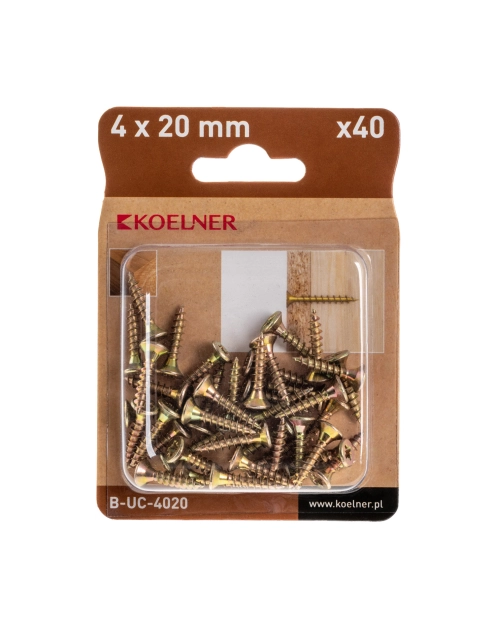 Zdjęcie: Wkręt utwardzany do drewna 4x20 mm blister 40 szt. KOELNER