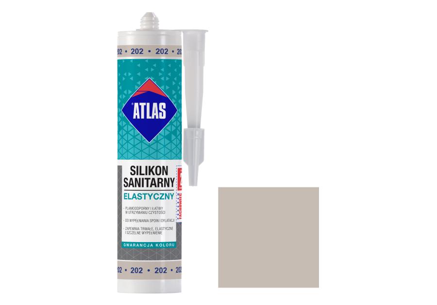 Zdjęcie: Silikon sanitarny elastyczny 202 popielaty 280 ml ATLAS