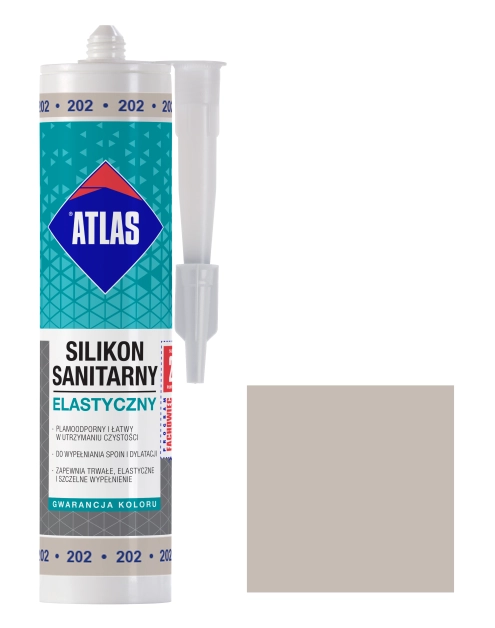 Zdjęcie: Silikon sanitarny elastyczny 202 popielaty 280 ml ATLAS