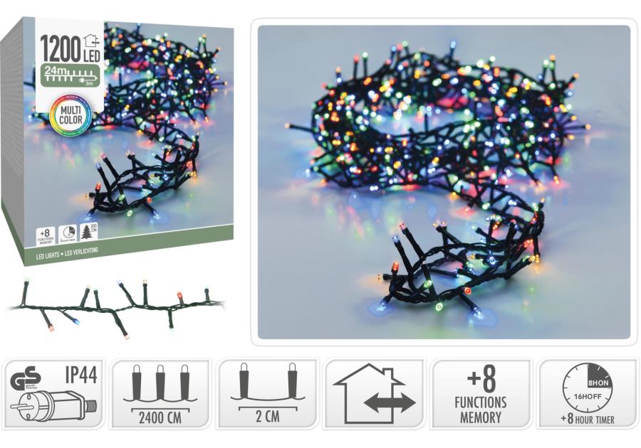 Zdjęcie: Łańcuch świetlny 24 m 1200 led wielokolorowy KOOPMAN